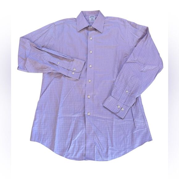 Brooks Brothers 1818 Regent All Cotton Non Iron Button Down Shirt Purple Plaid - Picture 1 of 7